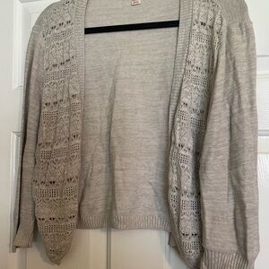 Mossimo Supply Co. Light Gray Open-Front Lace-Knit Cardigan